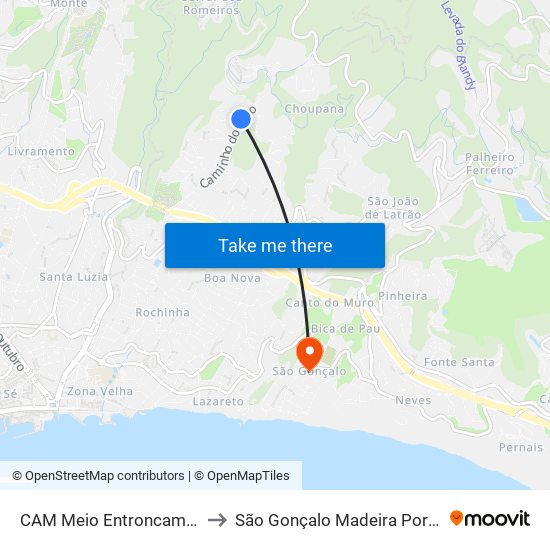 CAM Meio  Entroncamento to São Gonçalo Madeira Portugal map