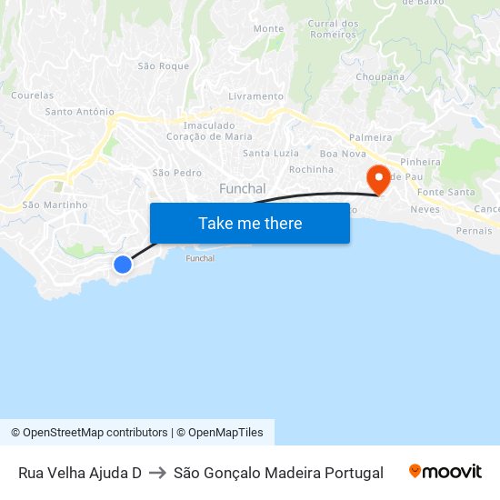 Rua Velha Ajuda  D to São Gonçalo Madeira Portugal map