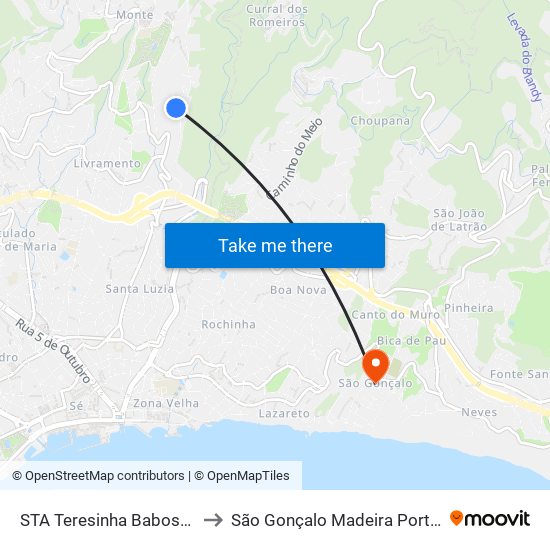 STA Teresinha  Babosas  D to São Gonçalo Madeira Portugal map