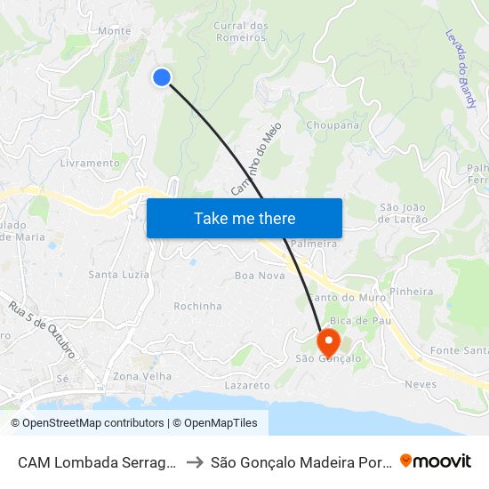 CAM Lombada  Serragem  D to São Gonçalo Madeira Portugal map