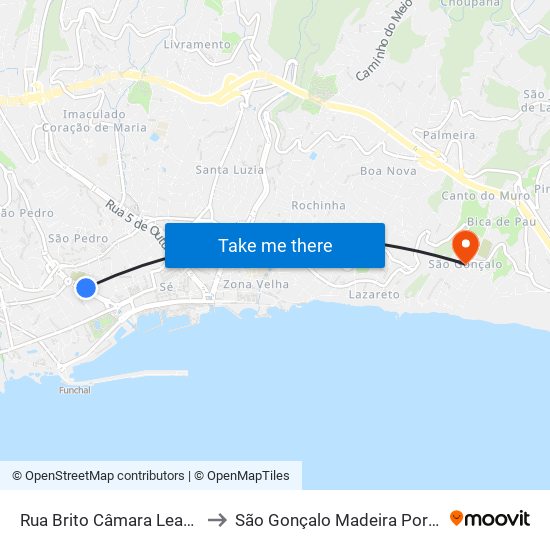 Rua Brito Câmara  Leacock to São Gonçalo Madeira Portugal map