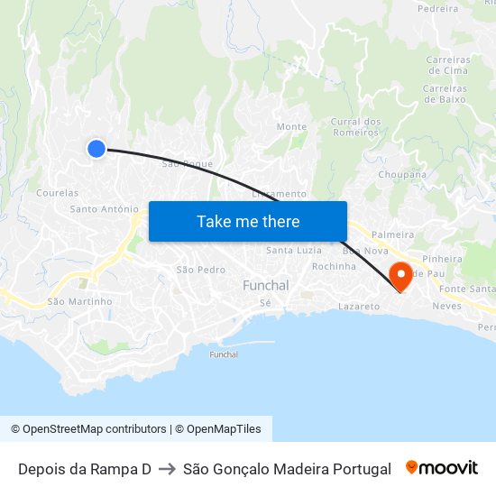 Depois da Rampa  D to São Gonçalo Madeira Portugal map