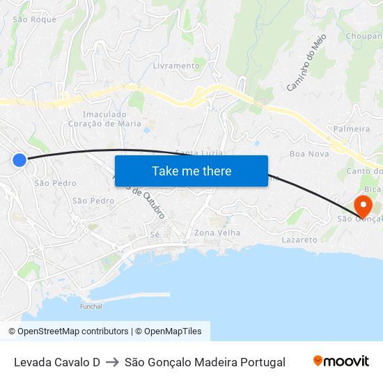 Levada Cavalo  D to São Gonçalo Madeira Portugal map