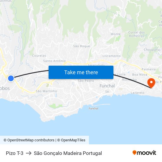 Pizo  T-3 to São Gonçalo Madeira Portugal map