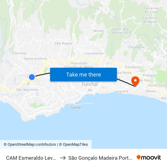 CAM Esmeraldo  Levada to São Gonçalo Madeira Portugal map