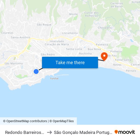 Redondo Barreiros  D to São Gonçalo Madeira Portugal map