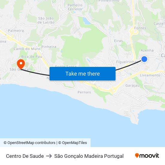 Centro De Saude to São Gonçalo Madeira Portugal map
