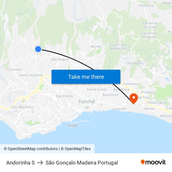 Andorinha  S to São Gonçalo Madeira Portugal map