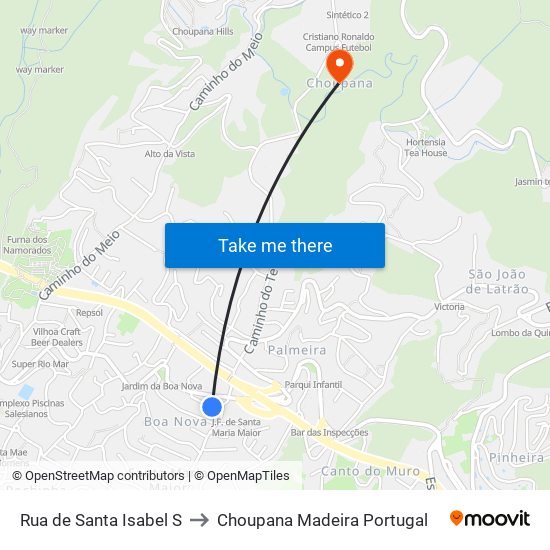 Rua de Santa Isabel  S to Choupana Madeira Portugal map