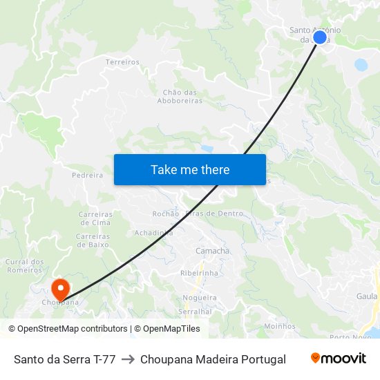 Santo da Serra  T-77 to Choupana Madeira Portugal map