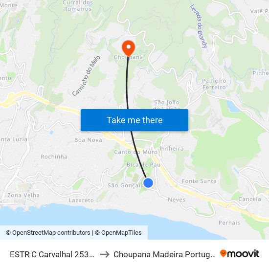 ESTR C Carvalhal  253  D to Choupana Madeira Portugal map