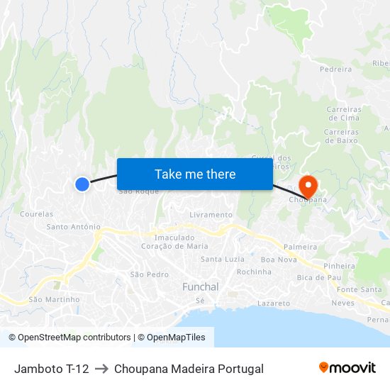 Jamboto  T-12 to Choupana Madeira Portugal map