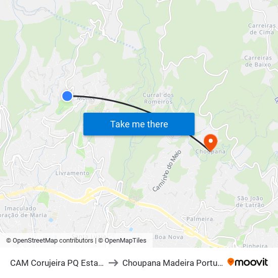 CAM Corujeira  PQ Estacio to Choupana Madeira Portugal map