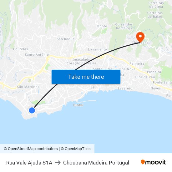Rua Vale Ajuda  S1A to Choupana Madeira Portugal map