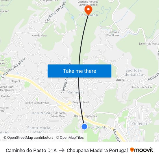 Caminho do Pasto  D1A to Choupana Madeira Portugal map