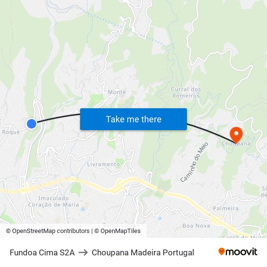 Fundoa Cima  S2A to Choupana Madeira Portugal map