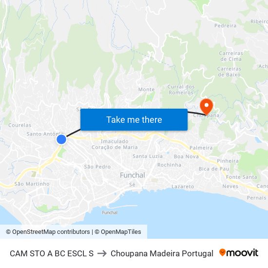 CAM STO A  BC ESCL  S to Choupana Madeira Portugal map