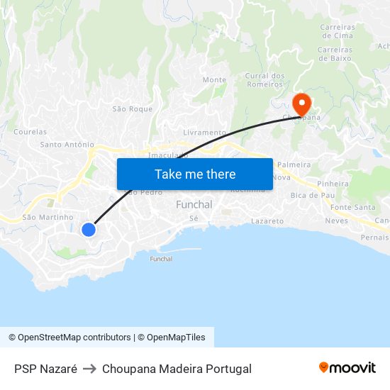 PSP  Nazaré to Choupana Madeira Portugal map