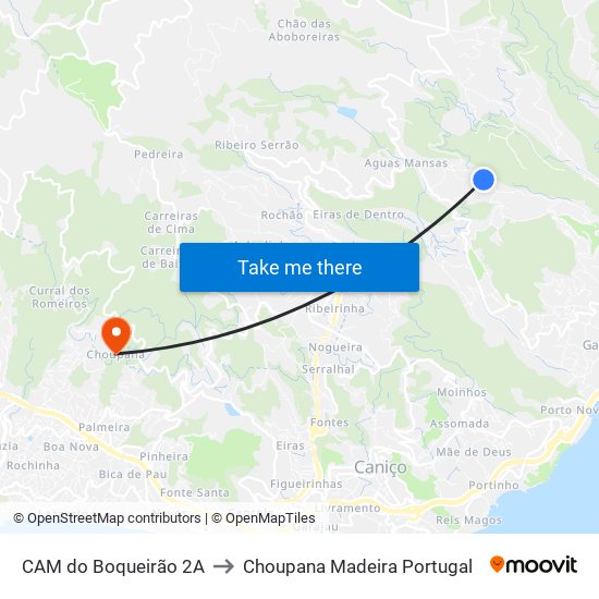 CAM do Boqueirão  2A to Choupana Madeira Portugal map