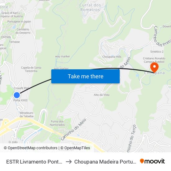 ESTR Livramento  Ponte  S to Choupana Madeira Portugal map