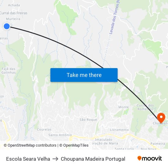 Escola Seara Velha to Choupana Madeira Portugal map