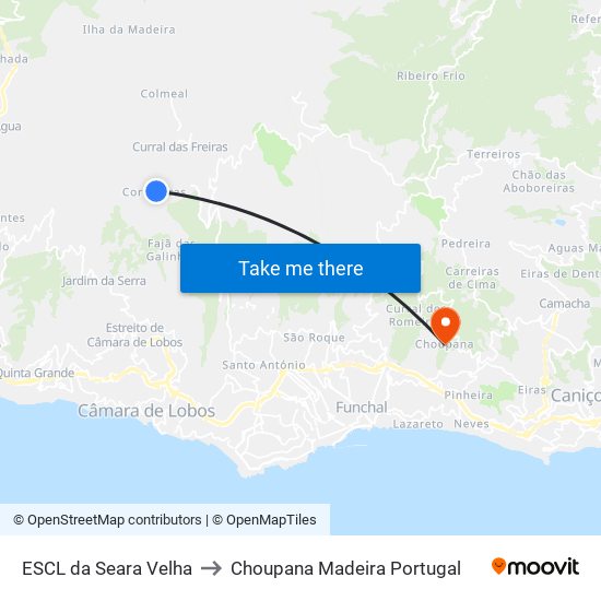 ESCL da Seara Velha to Choupana Madeira Portugal map