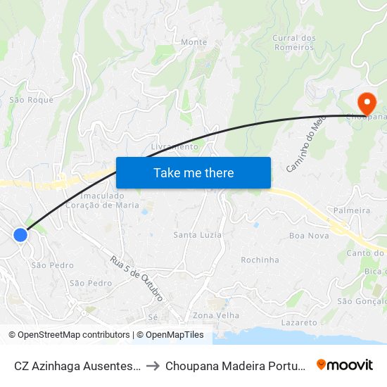 CZ Azinhaga Ausentes  D to Choupana Madeira Portugal map