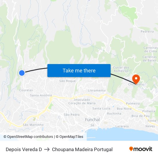 Depois Vereda  D to Choupana Madeira Portugal map