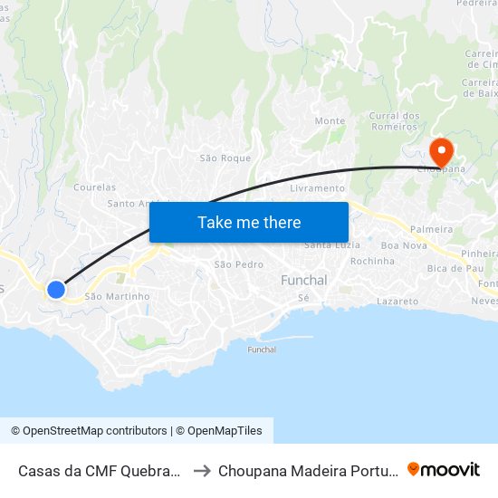 Casas da CMF Quebradas to Choupana Madeira Portugal map