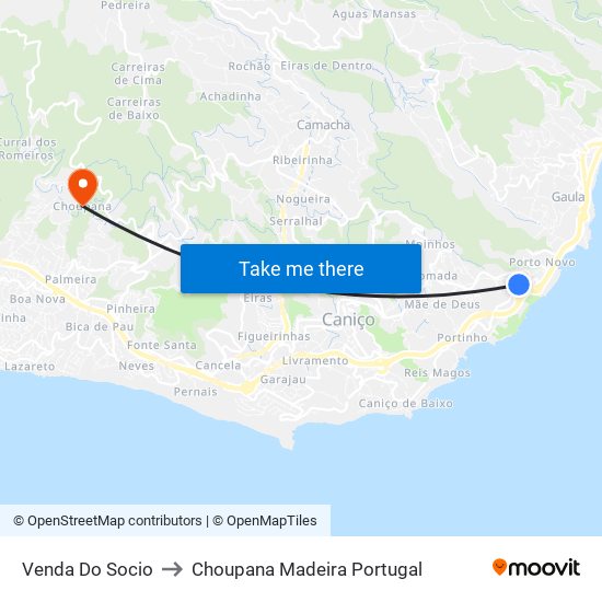 Venda Do Socio to Choupana Madeira Portugal map