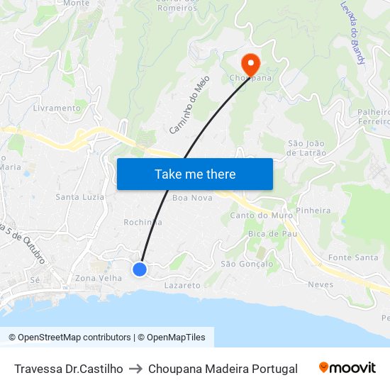 Travessa Dr.Castilho to Choupana Madeira Portugal map