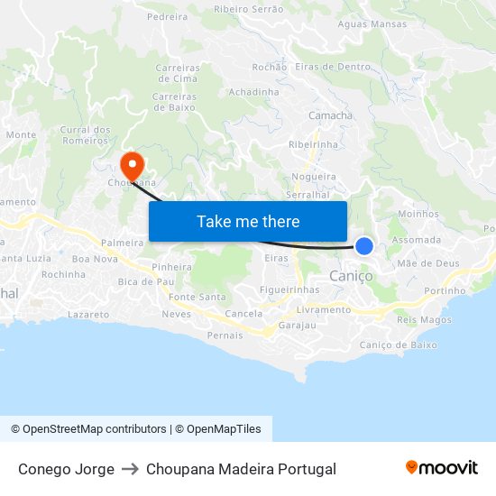 Conego Jorge to Choupana Madeira Portugal map