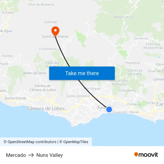 Mercado to Nuns Valley map