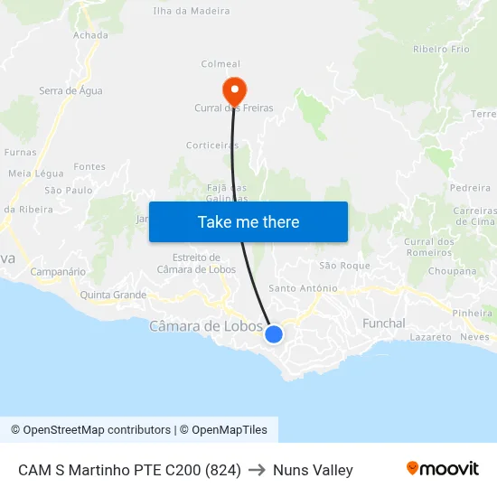 CAM S Martinho  PTE C200 (824) to Nuns Valley map
