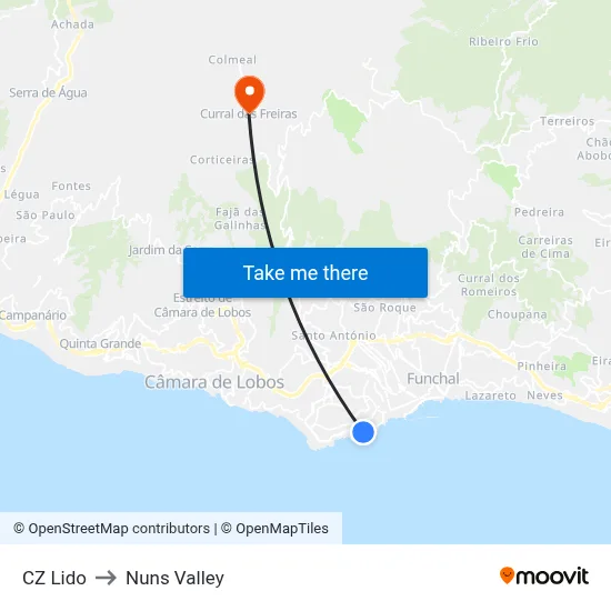 CZ Lido to Nuns Valley map