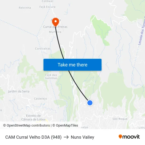 CAM Curral Velho  D3A (948) to Nuns Valley map