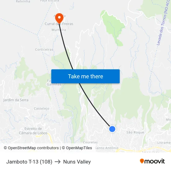 Jamboto  T-13 (108) to Nuns Valley map