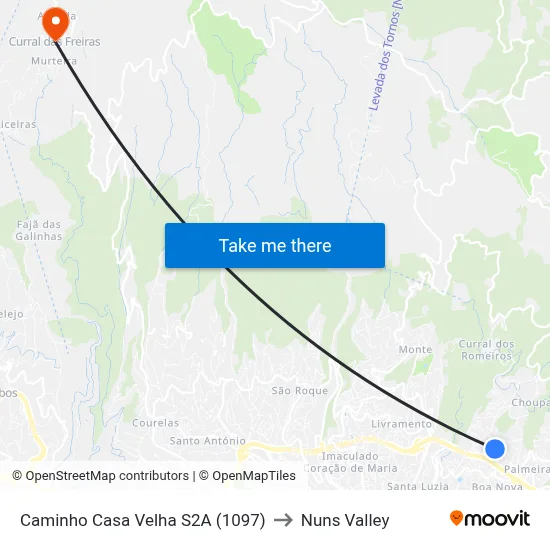 Caminho Casa Velha  S2A (1097) to Nuns Valley map