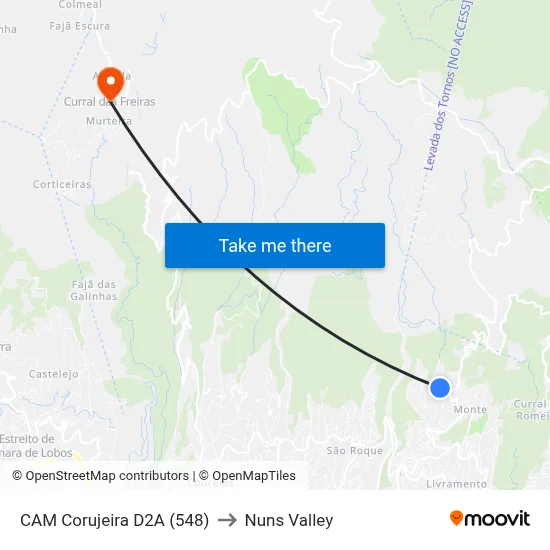 CAM Corujeira  D2A (548) to Nuns Valley map