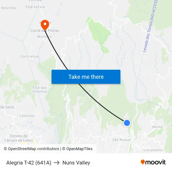Alegria  T-42 (641A) to Nuns Valley map