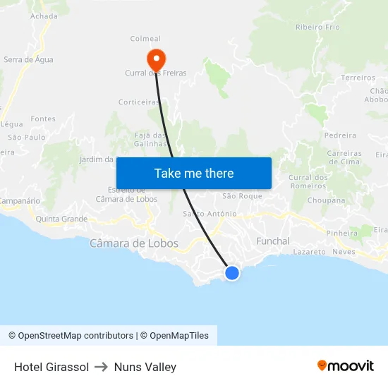 Hotel Girassol to Nuns Valley map