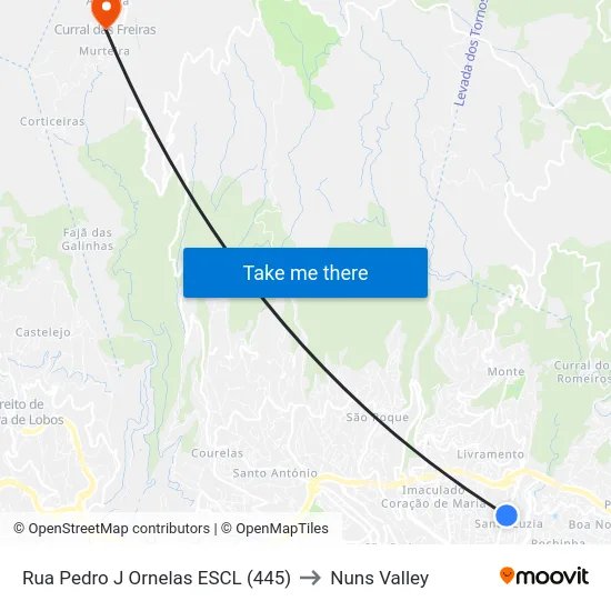 Rua Pedro J Ornelas  ESCL (445) to Nuns Valley map