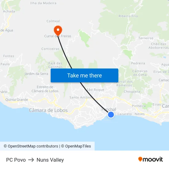 PC Povo to Nuns Valley map