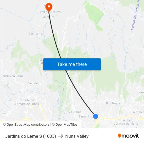 Jardins do Leme  S (1003) to Nuns Valley map