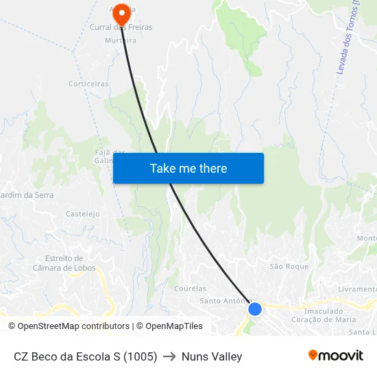 CZ Beco da Escola  S (1005) to Nuns Valley map