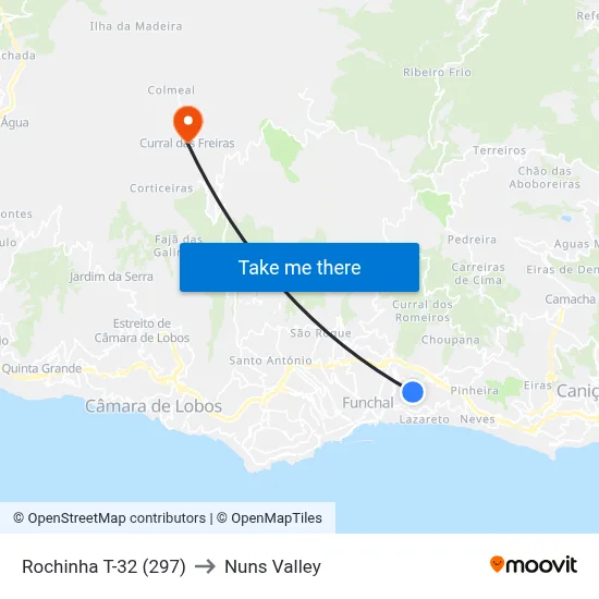 Rochinha  T-32 (297) to Nuns Valley map
