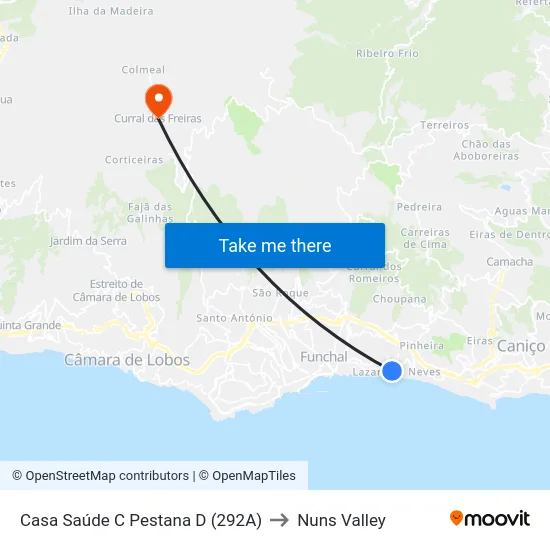 Casa Saúde C Pestana  D (292A) to Nuns Valley map