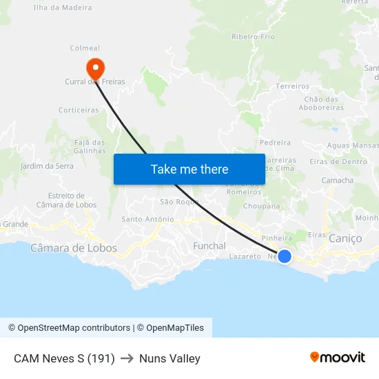 CAM Neves S (191) to Nuns Valley map