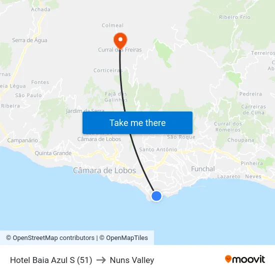 Hotel Baia Azul  S (51) to Nuns Valley map