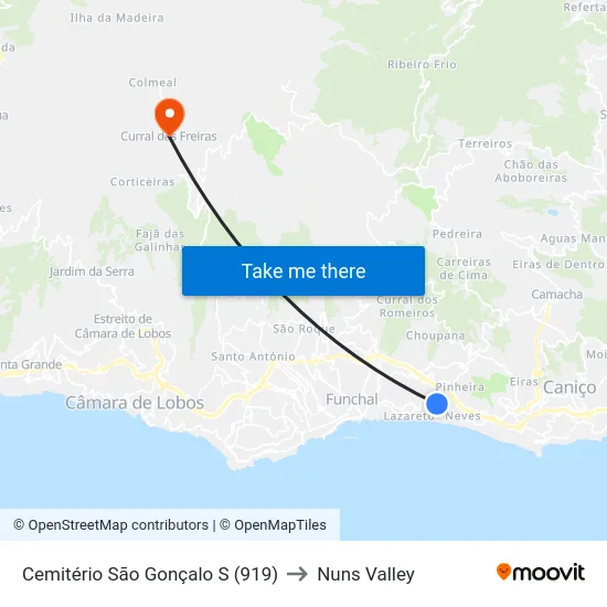Cemitério São Gonçalo  S (919) to Nuns Valley map